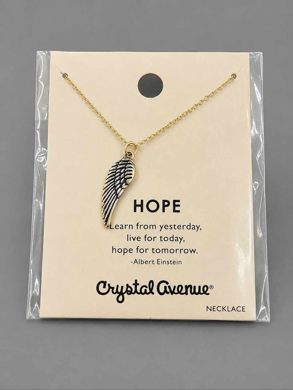 3/$30 CRYSTAL AVENUE Dainty Hope Angel Wing Necklace